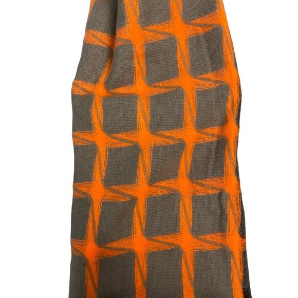 Unisex Black Grey and Orange Square Pattern Scarf One Size - New - Picture 3 of 7